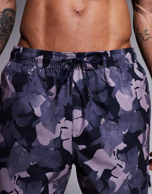 Boss Pike leaf print swim shorts in navy, 5 of 5