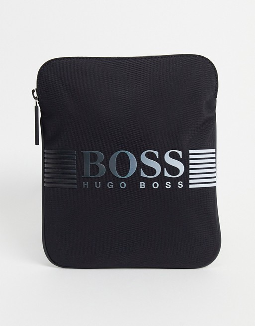 BOSS Pixel logo crossbody bag in midnight blue