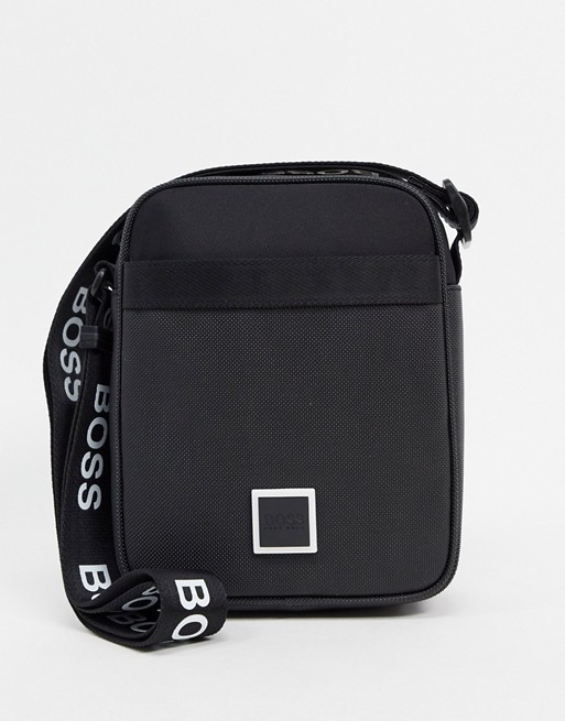 BOSS Pixel crossbody bag with large strap logo in black