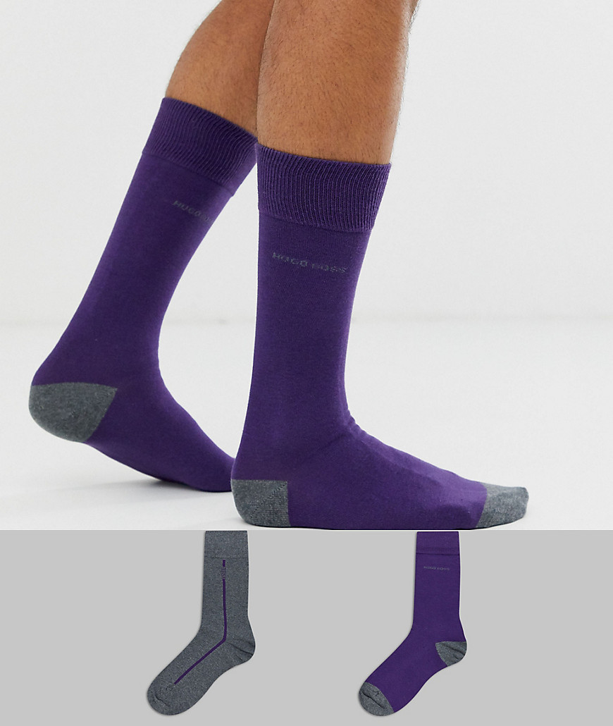 BOSS – Randiga strumpor med logga i 2-pack-Flerfärgad