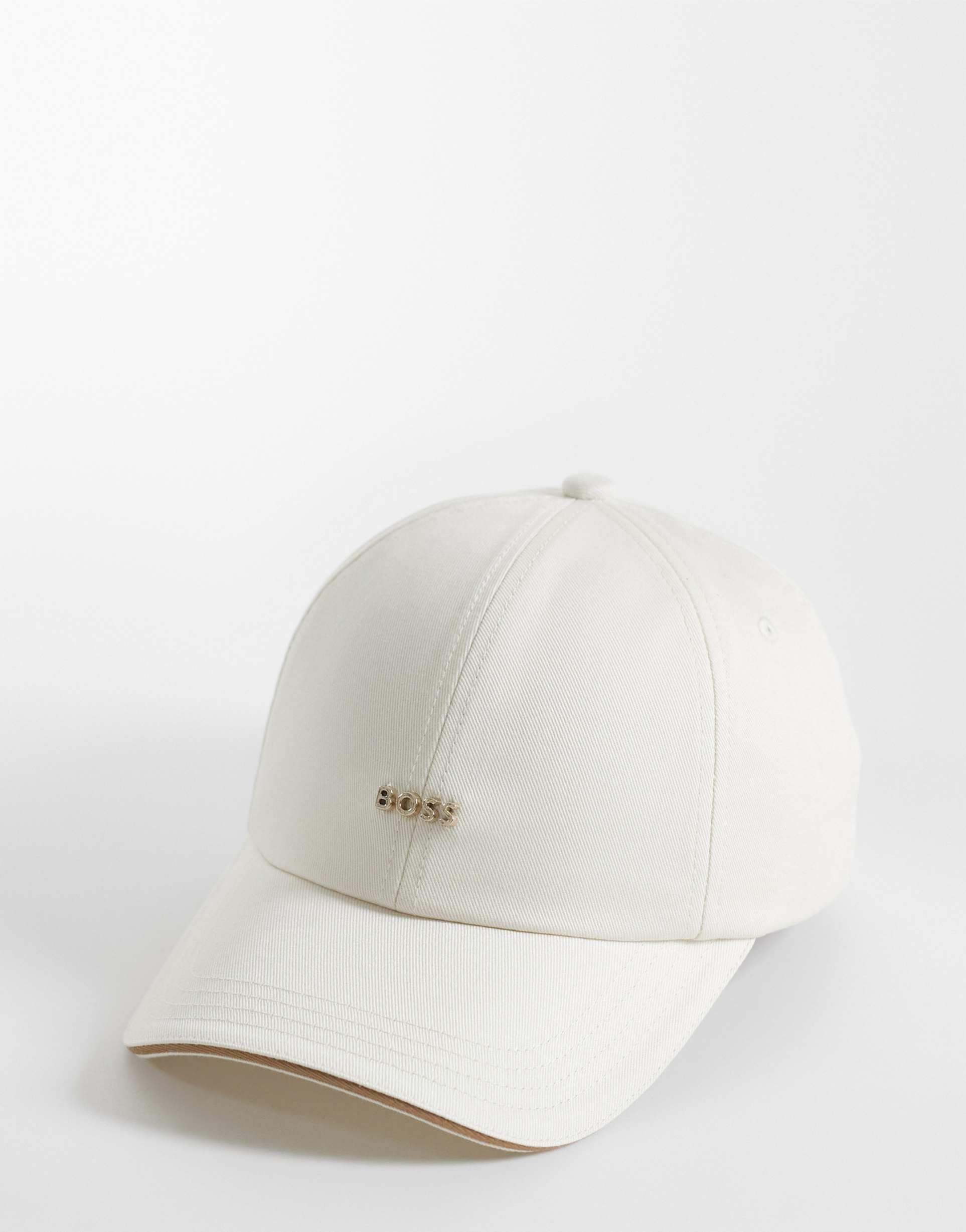 boss red gold logo cap in ecru