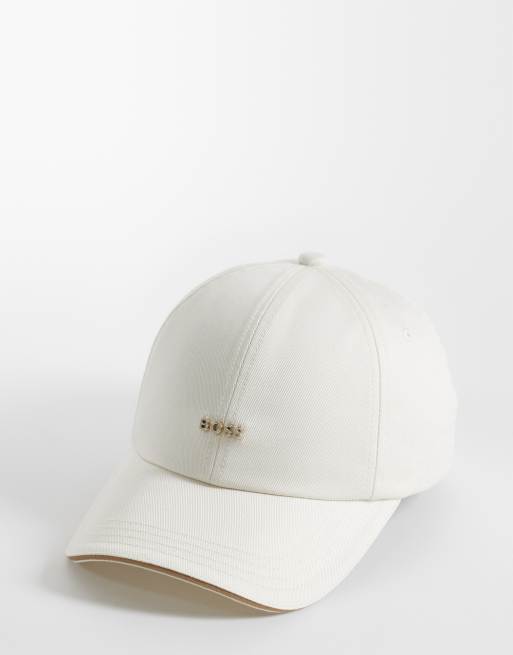 BOSS Red - Gorra color crudo con logo dorado