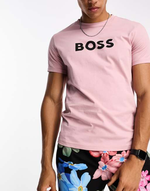 BOSS regular fit beach t shirt in pastel pink