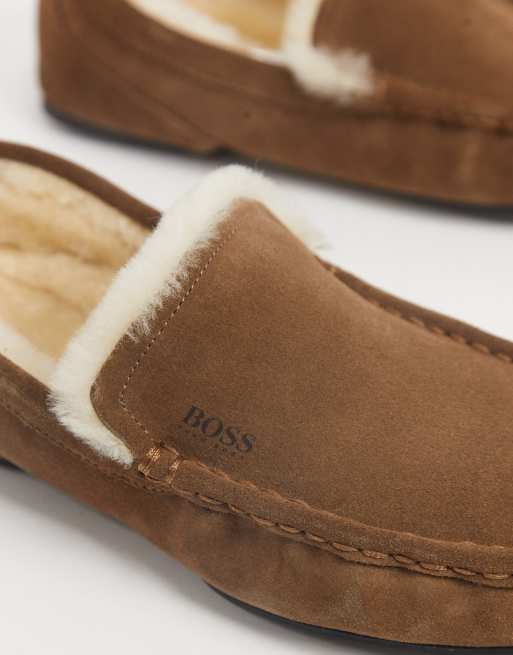 Boss relaxed moccasin slippers new arrivals