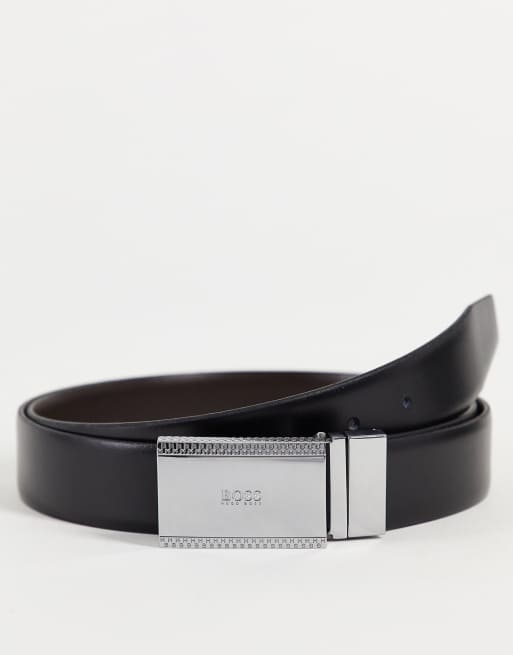 BOSS reversible leather belt in black and brown ASOS