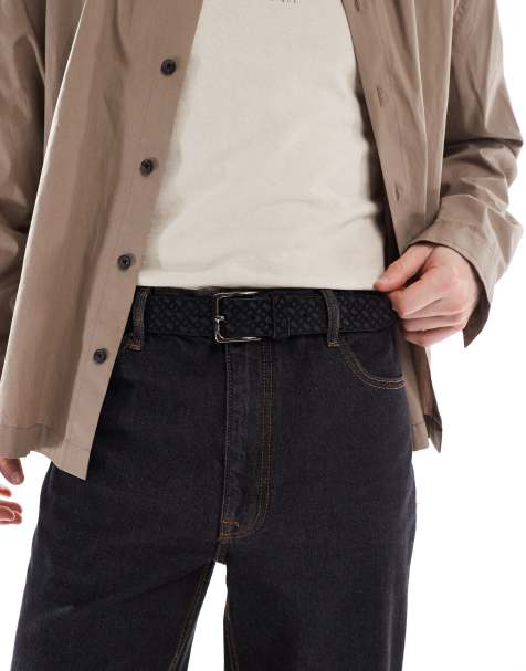 BOSS Ronnie all over embossed logo leather belt in black - view 1