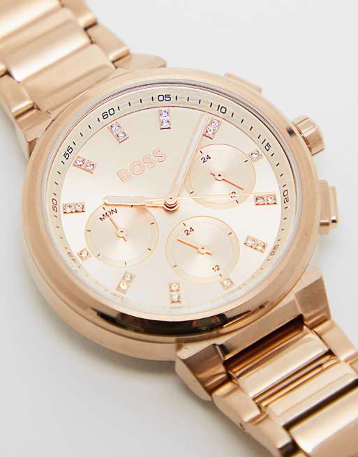 Boss – Roségoldfarbene Damen-Armbanduhr mit roségoldfarbenem Zifferblatt, 4 von 4
