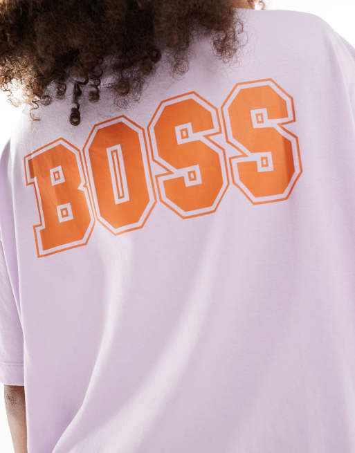 BOSS – Różowy T-shirt o fasonie boyfriend, 4 z 4
