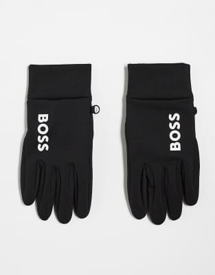 BOSS running gloves in black