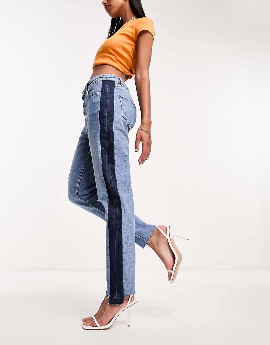 BOSS Ruth panelled jeans jeans in mid blue