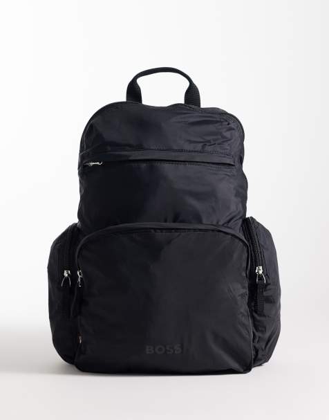 Boss - Sac à dos pliable avec logo ton sur ton - Noir - view 1