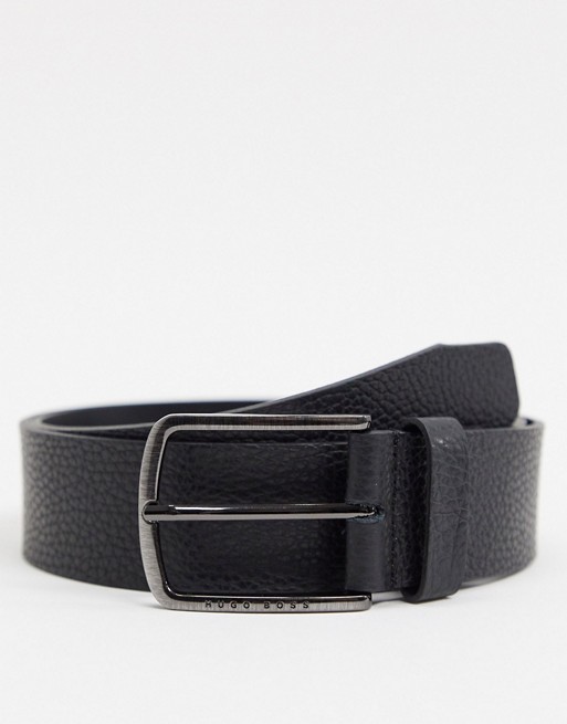 BOSS Sander grain leather belt in black