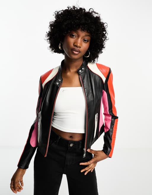 Boss leather jacket deals women