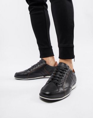 BOSS Saturn Leather Trainer in Black | ASOS