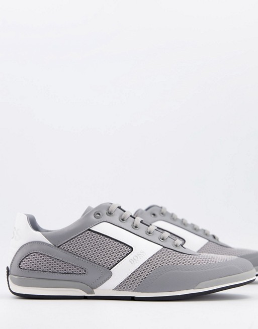 BOSS Saturn Lowp logo trainers in grey