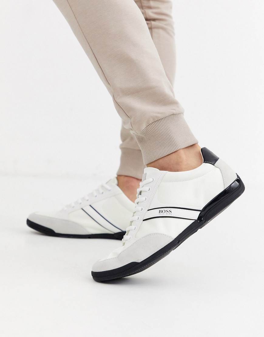 BOSS - Saturn - Sneakers basse bianche con dettagli in camoscio-Bianco