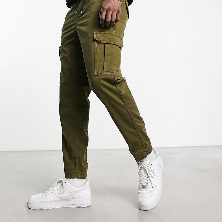 BOSS tapered fit cargo pants in open green | ASOS