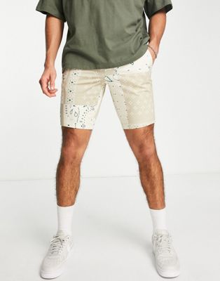Boss Schino paisley print slim shorts in stone