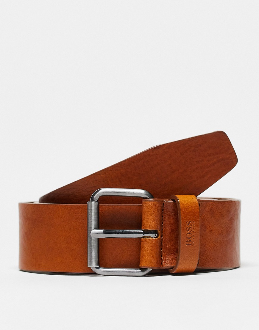 BOSS Serge leather belt in tan-Brown