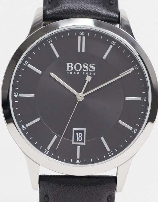 BOSS - Set regalo da uomo con orologio in pelle e bracciale nero