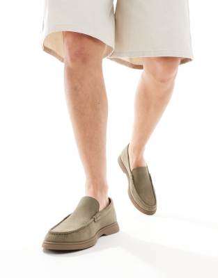 Hugo Boss Sienne Suede Loafers Open Green In Green