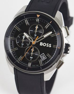 BOSS silicone strap watch in black