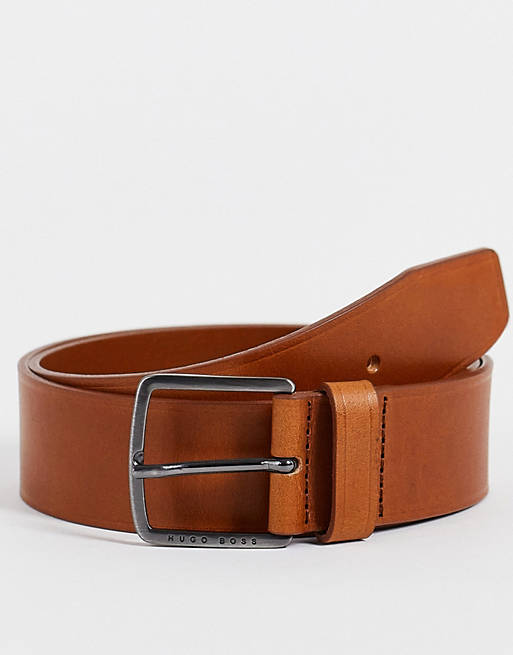 Men Belts/BOSS Sjeeko leather belt in tan 