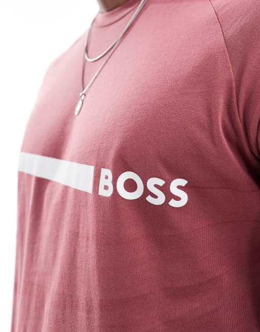 Boss slim fit beach t-shirt in red, 3 of 5