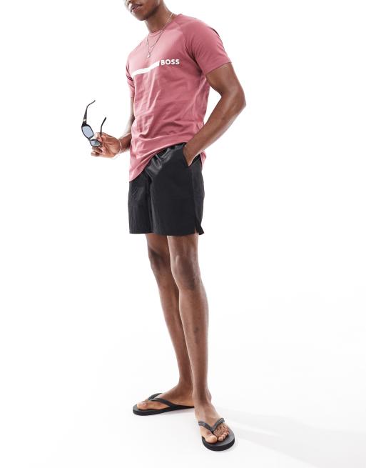 Boss slim fit beach t-shirt in red, 4 of 5