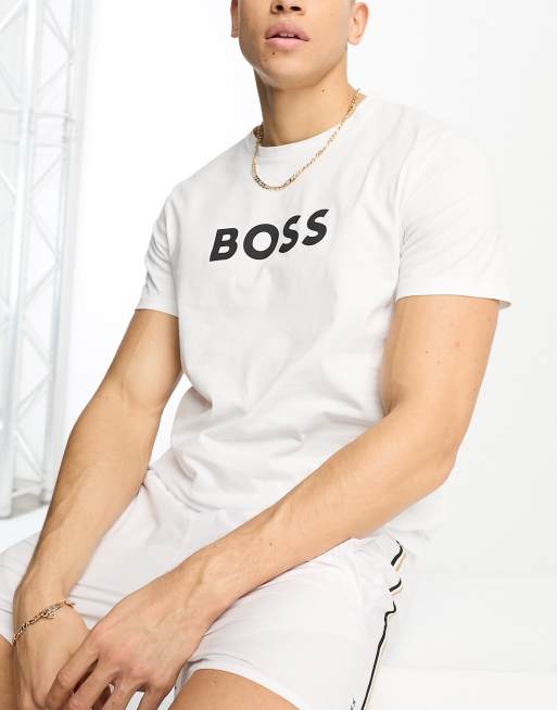 Hugo boss slim fit white store t shirt