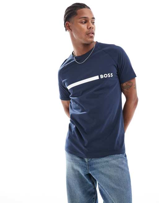BOSS - Slim-fit T-shirt in marineblauw