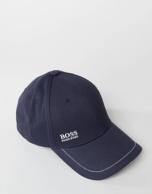 BOSS small logo baseball cap in navy | ASOS