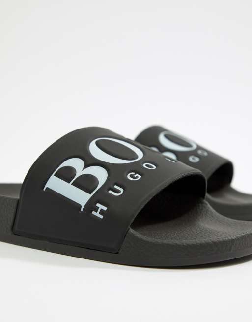 BOSS Solar logo sliders in black ASOS