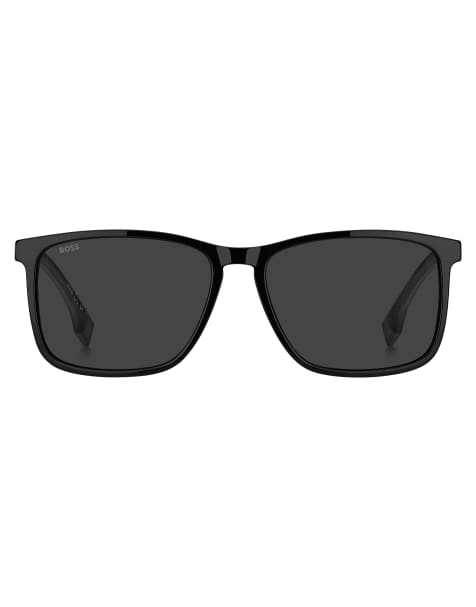 Boss square sunglasses in black - view 1