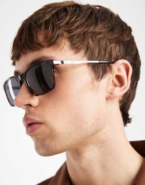Boss  square sunglasses in havana  brown - view 1