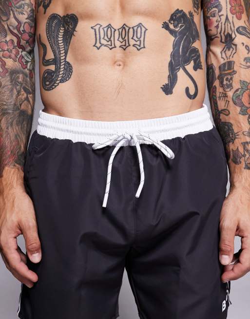 Boss – Starfish – Badeshorts in Grau mit weißen Kontrastdetails, 4 von 5