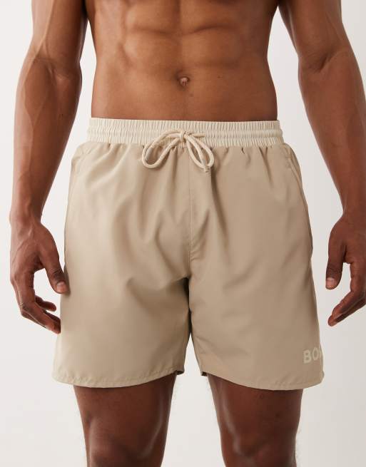 BOSS - Starfish - Beige badeshorts med logo, 4 af 5