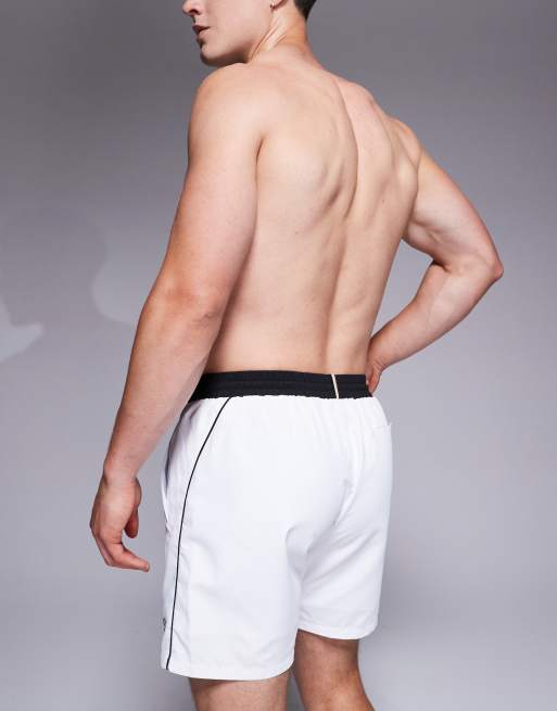 BOSS - Starfish - Short de bain à ceinture contrastante et logo - Blanc, 2 de 4