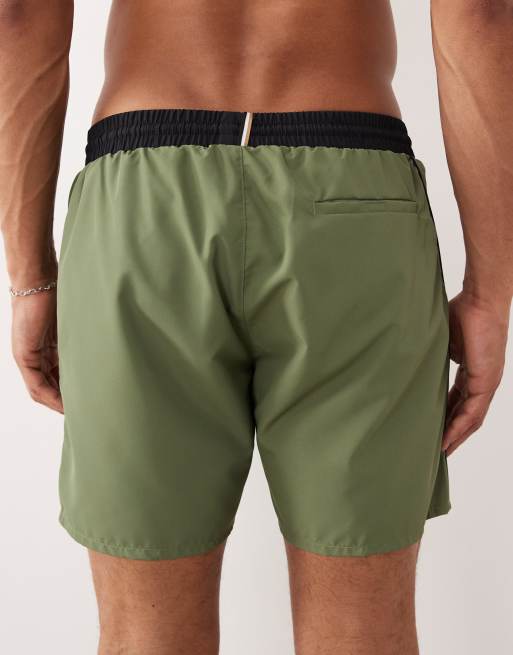 Boss - Starfish - Short de bain à logo - Kaki, 4 de 5