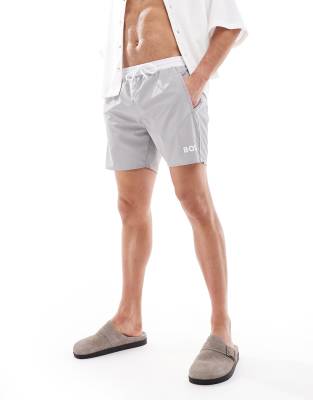 BOSS - Starfish - Short de bain - Gris et blanc