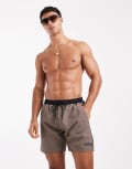 [BOSS Bodywear] Boss Starfish swim shorts in brown with black contrast detailing XL Medium Brown