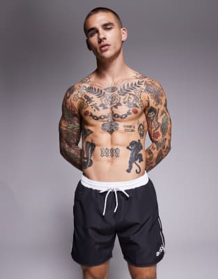 BOSS Bodywear Boss Starfish swim shorts in grey with white contrast detailing