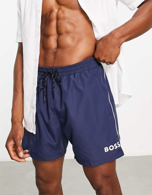 Hugo boss navy swim on sale shorts