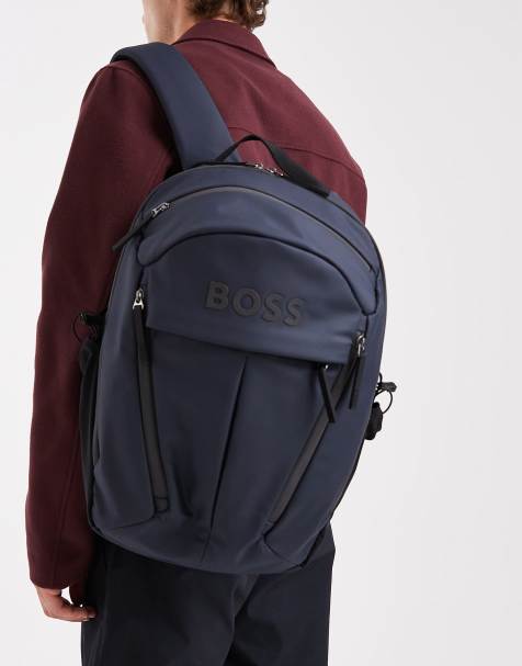 Boss Stormy backpack with central logo in navy - view 1