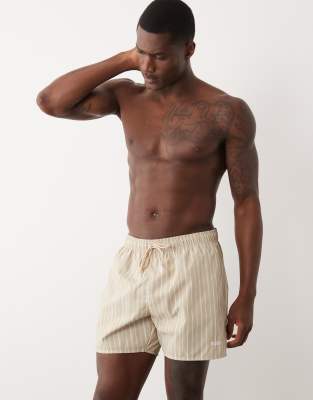 Boss Bodywear Boss Sunfish Striped Swim Shorts In Neutral