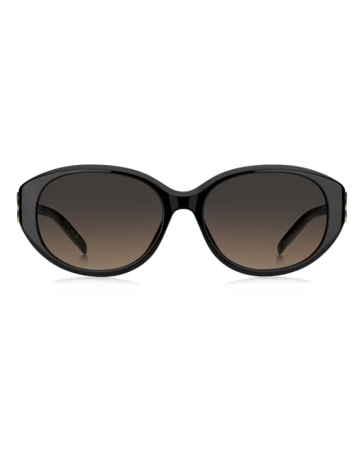 Boss Sunglasses Boss oval sunglasses - black with grey shaded brown gradient lenses in black, 2 of 7