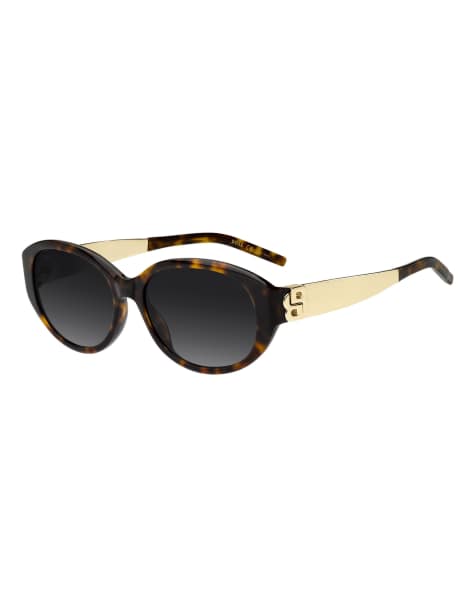 Boss Sunglasses Boss oval sunglasses with grey shaded gradient lenses in brown - view 1