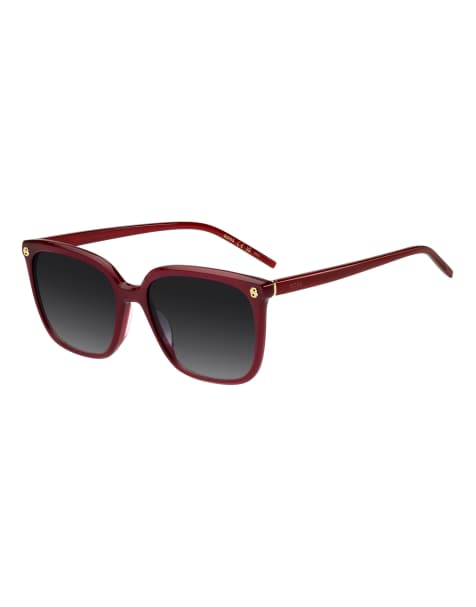 Boss Sunglasses Boss sungl square sunglasses with grey shaded gradient lenses in red - view 1