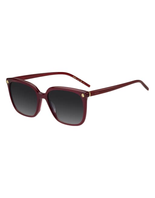 Boss Sunglasses eckige Sonnenbrille mit grauen Verlaufsgläsern in Rot, 5 von 6