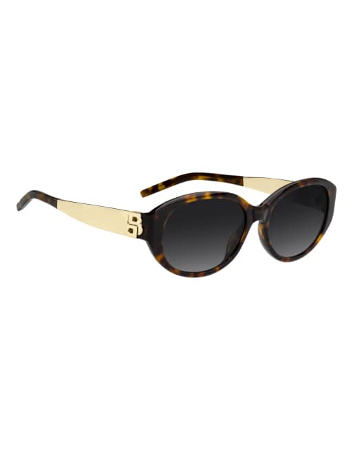 Boss Sunglasses gafas de sol ovaladas marrones con lentes degradadas grises, 4 de 6